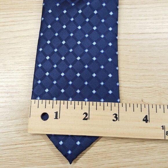 CLUB ROOM Mens Neck Tie Blue Diamond Linked Neat Micro Dot Classic Pointed - Picture 5 of 6